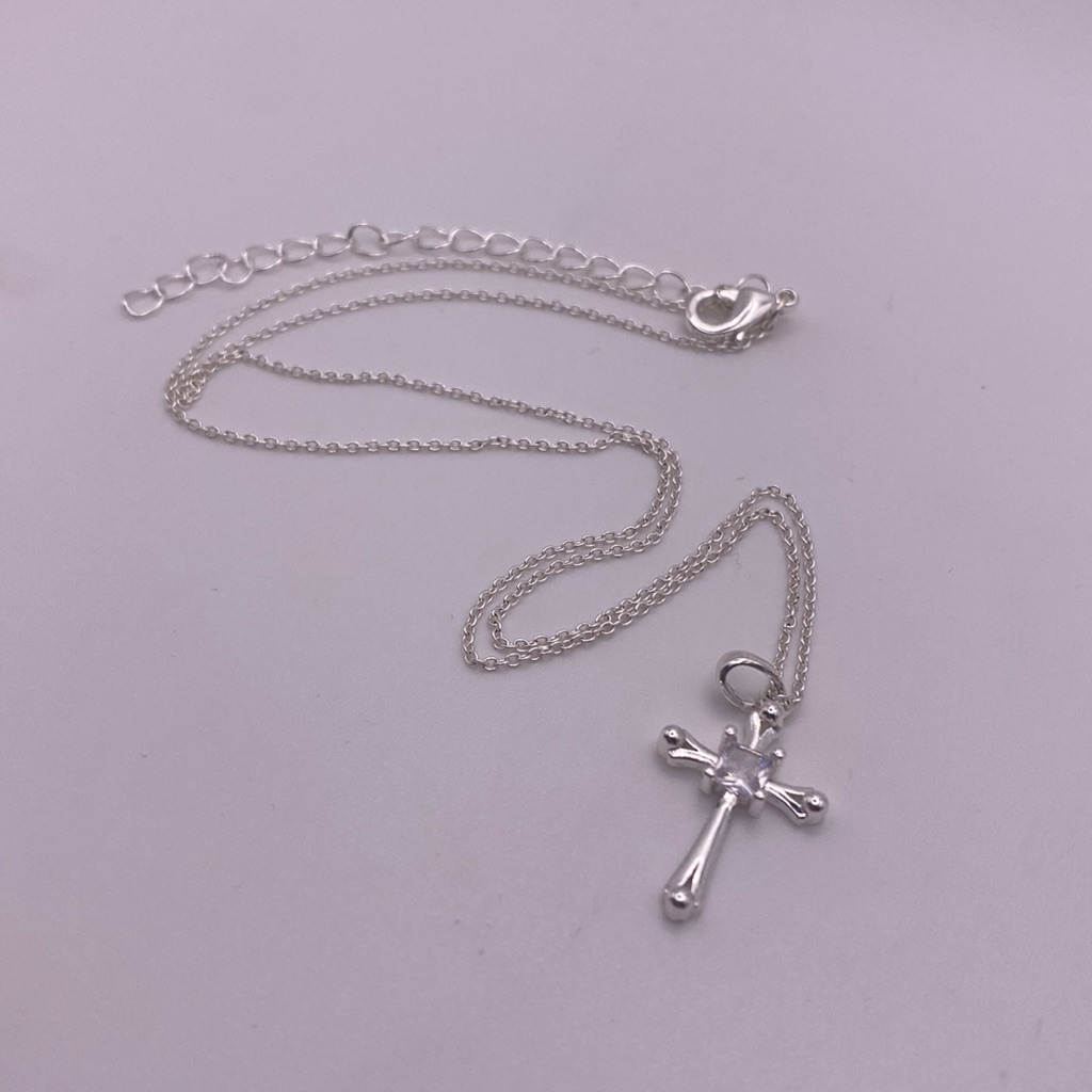 Sterling Silver Cz Cross Necklace